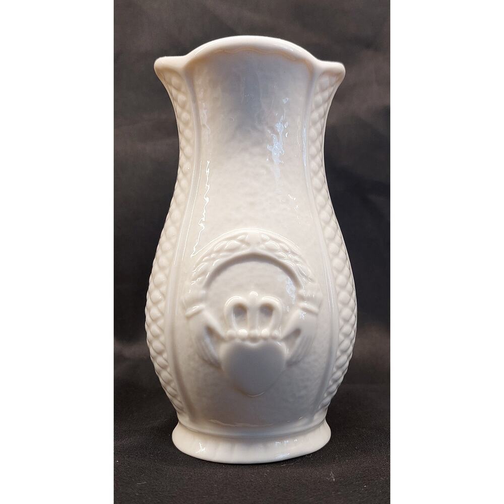 Belleek Porcelain Vase Ivory - Galway Heritage Centre - Embossed